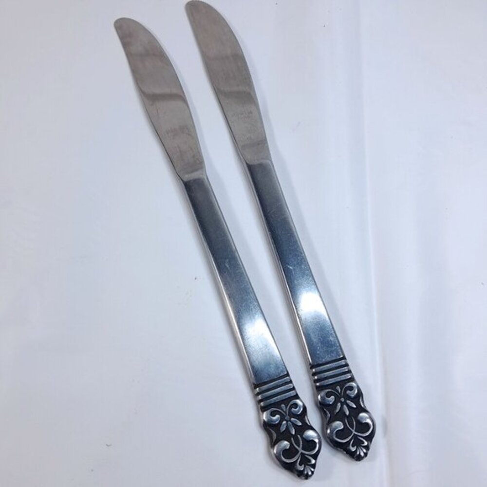 Cambridge Stainless Steel CBS1‎ Knife Dinner butter set 2 scroll fleur de lis